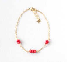 Red Coral Delicate Gold Bracelet