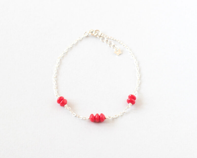 Red Coral Delicate Silver Bracelet Ireland