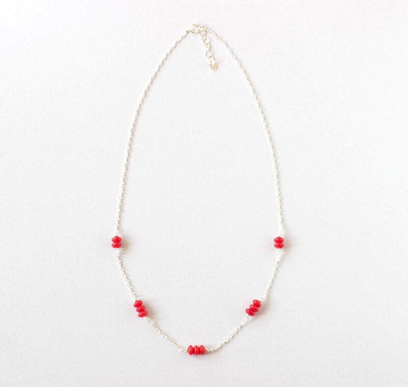 Red Coral Delicate Silver Necklace Ireland