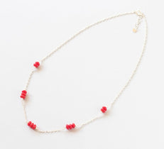 Red Coral Delicate Silver Necklace