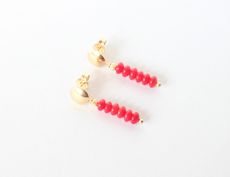 Red Coral Gold Studs Ireland
