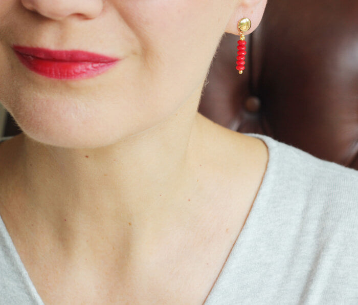 Red Coral Gold Studs model