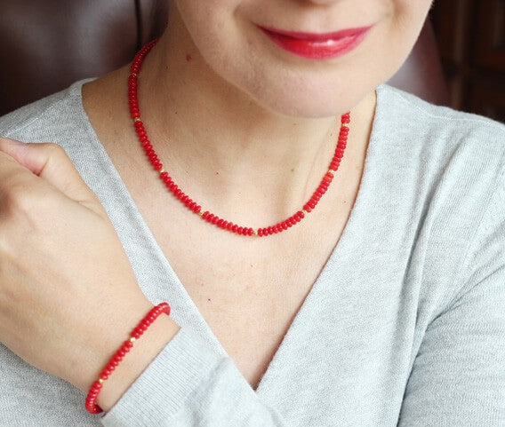Red Coral Necklace model