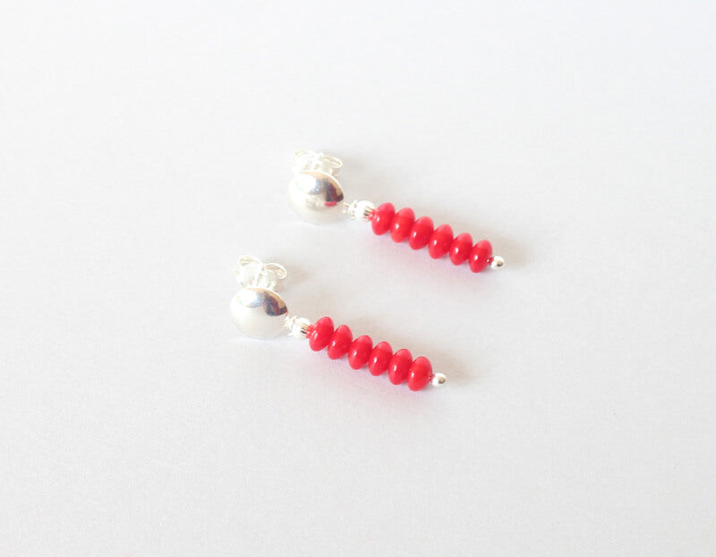 Red Coral Silver Studs Ireland