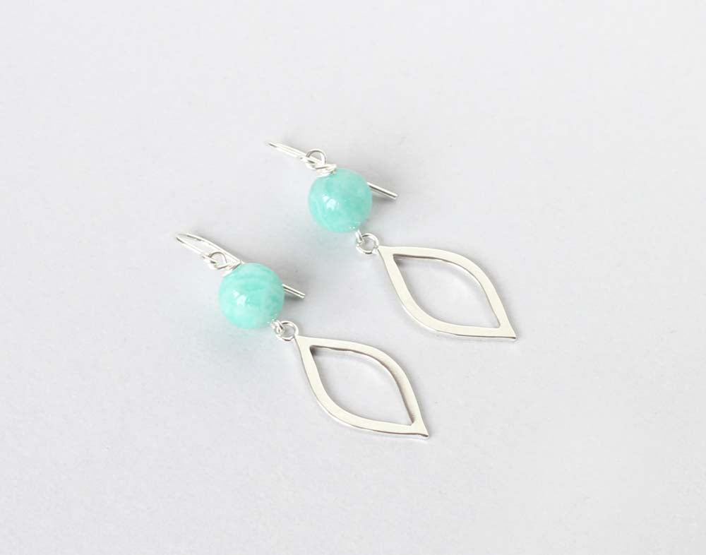 amazonite silver marquise earrings Ireland new