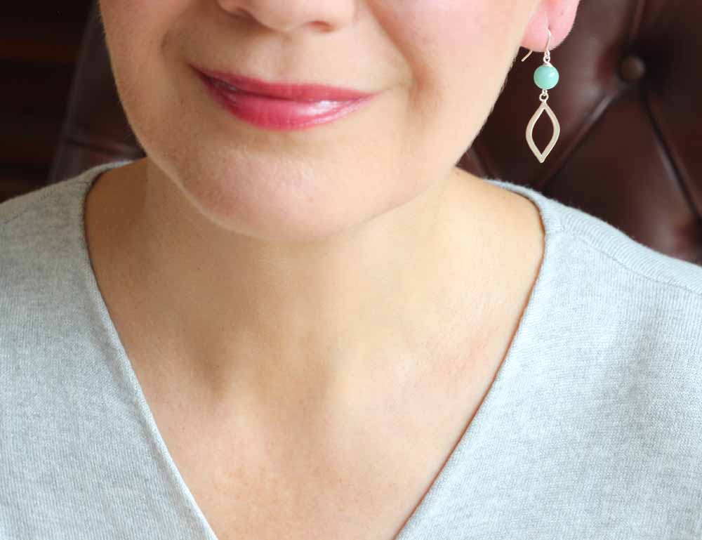 amazonite silver marquise earrings model new