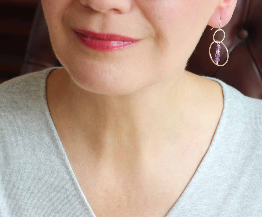 amethyst hoop earrings model new