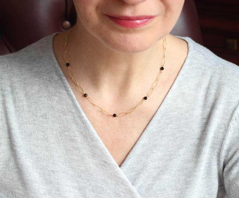 black onyx gold necklace small model