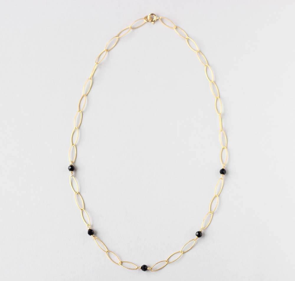 black onyx gold necklace small