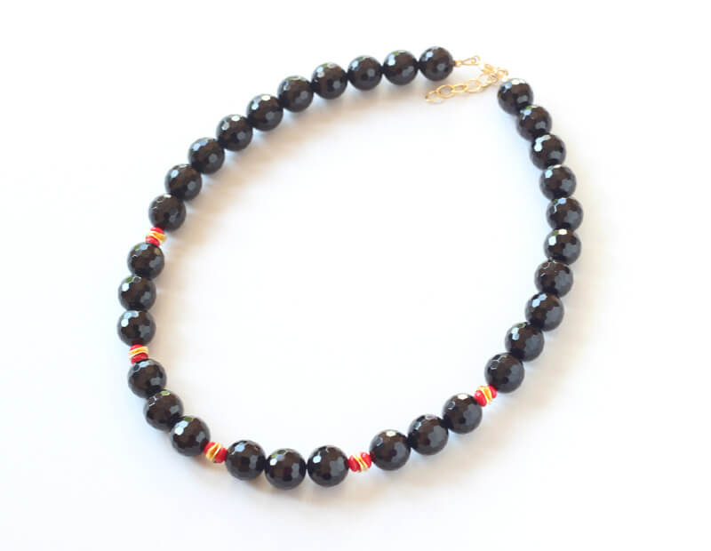Black Onyx Red Coral Chunky Necklace Ireland