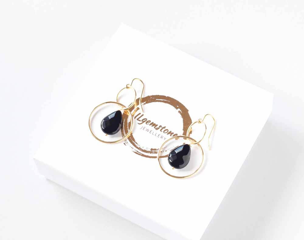 black onyx teardrop hoops Ireland new