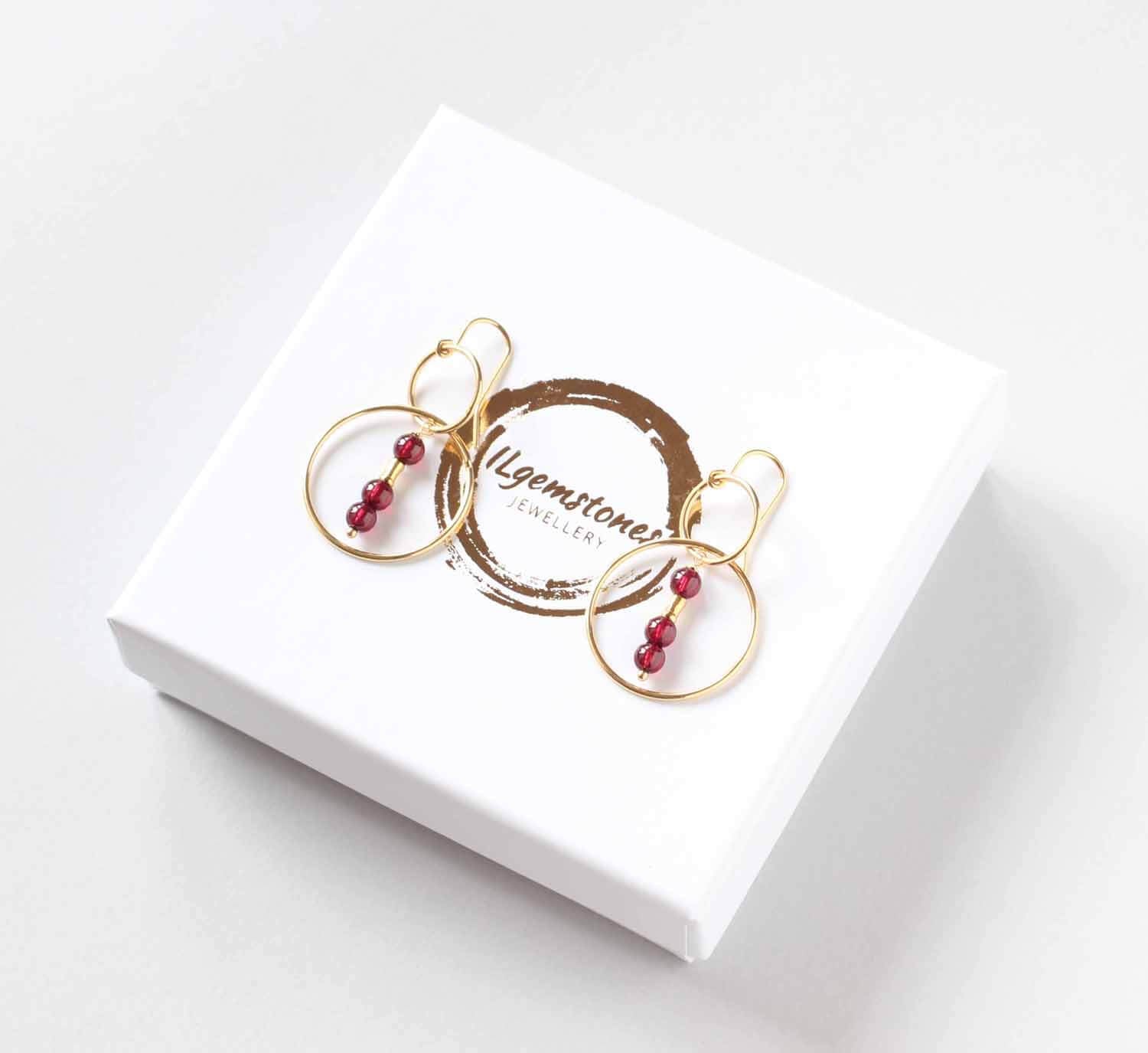 garnet gold hoops earrings Dublin new