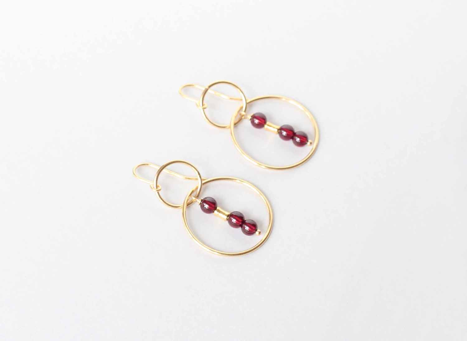 garnet gold hoops earrings Ireland new