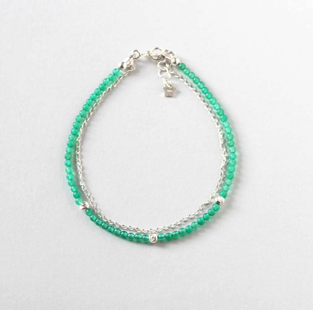 Green Agate Silver Bracelet