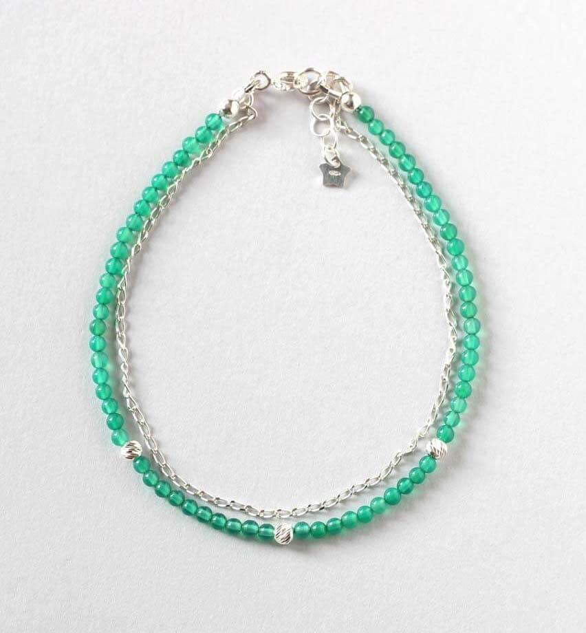 Green Agate Silver Bracelet