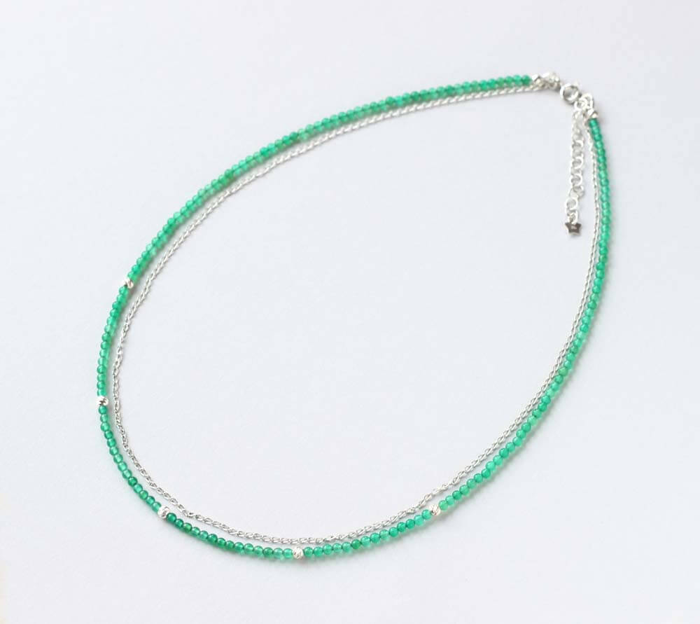 Green Agate Silver Necklace