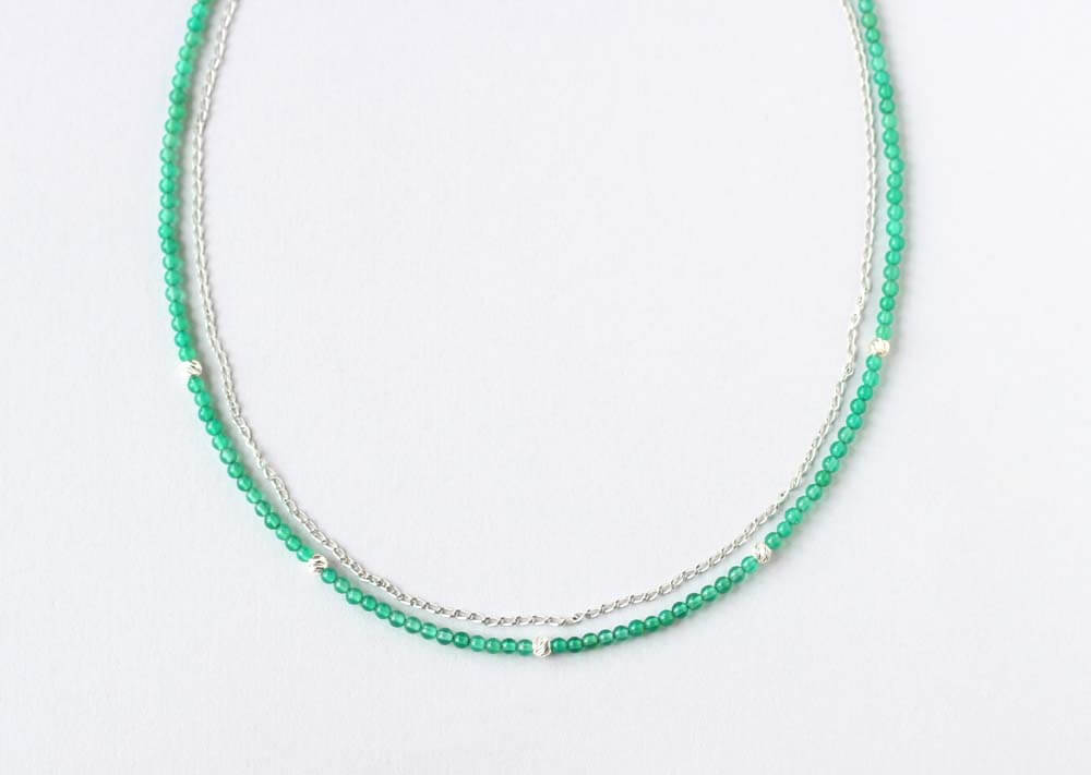 Green Agate Silver Necklace