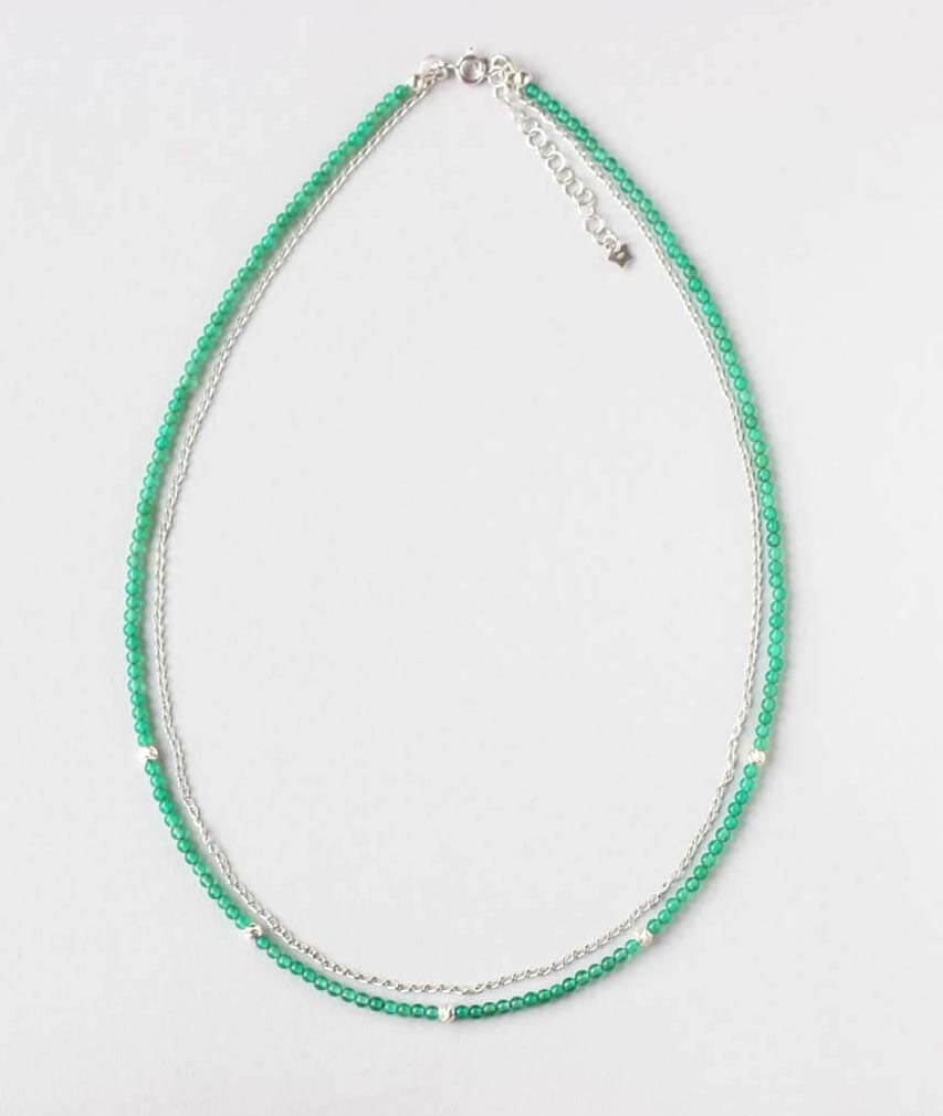 Green Agate Silver Necklace