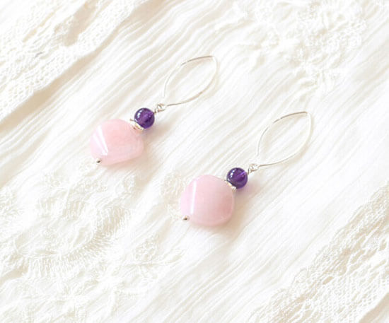 amethyst rose quartz coin earrings Ireland