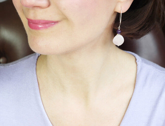 amethyst rose quartz coin earrings styled