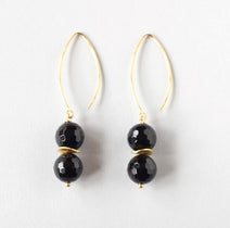black onyx gold earrings
