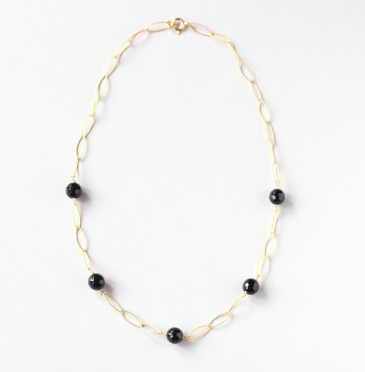 black onyx gold necklace