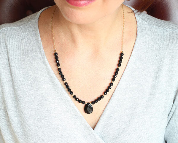 black onyx necklace styled