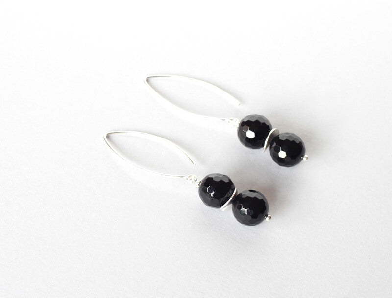 black onyx silver earrings ILgemstones