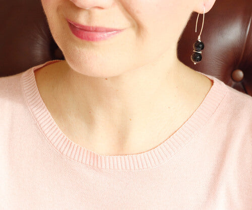 black onyx silver earrings Ireland