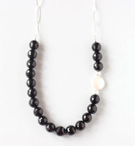 black onyx silver necklace