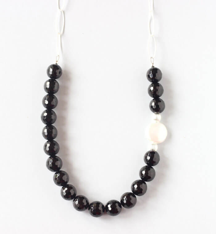 black onyx silver necklace
