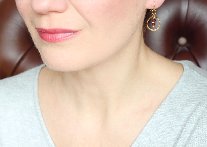 Garnet Link Earrings model