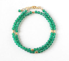 green agate double bracelet