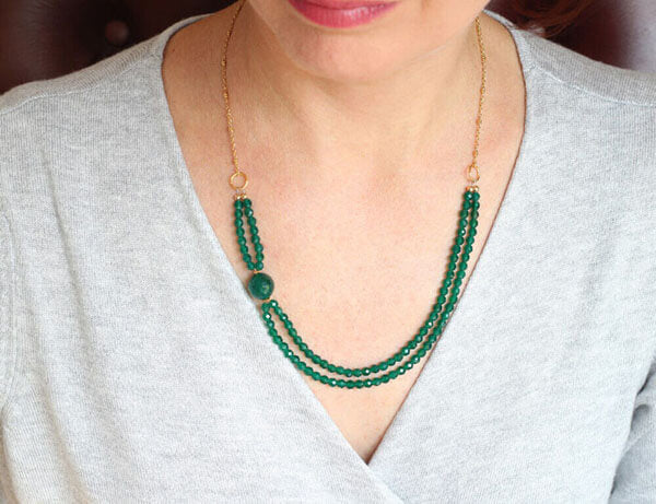 green agate gold chain necklace styled