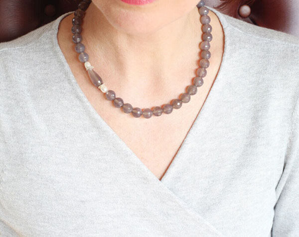 grey agate necklace styled