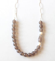 grey agate silver necklace