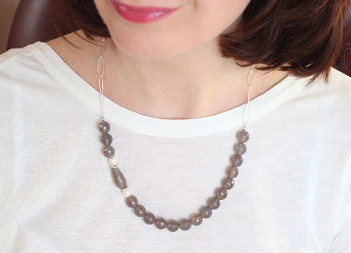 grey agate silver necklace styled