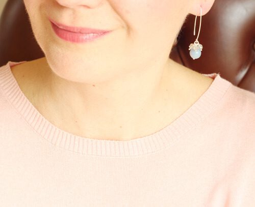 labradorite angelite earrings model