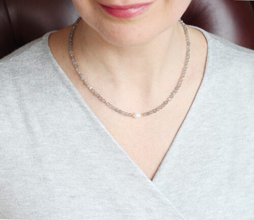 Labradorite Necklace model longer