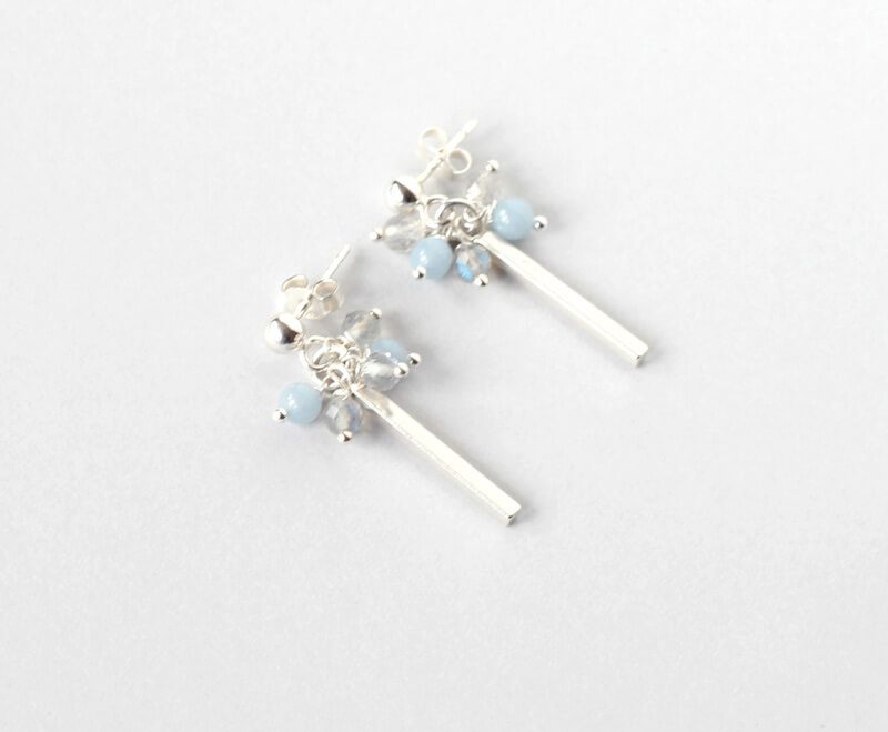 labradorite silver earrings side view