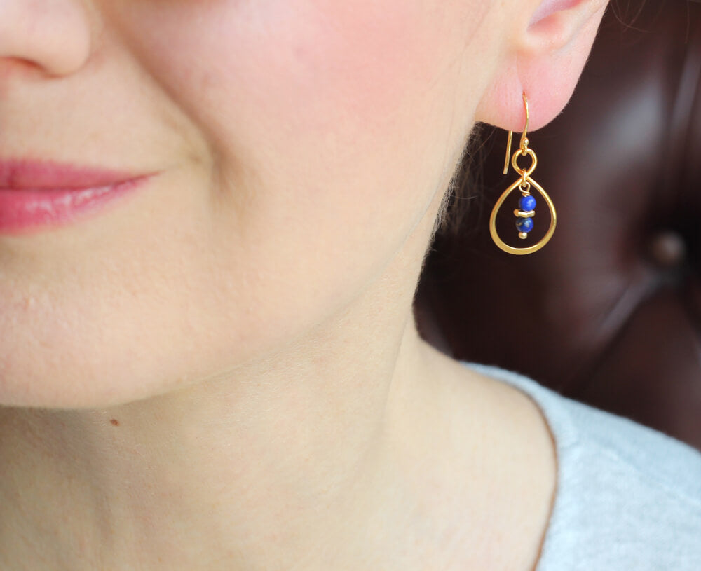 Lapis Lazuli Link Earrings styled
