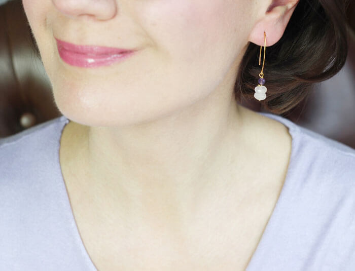rose quartz amethyst earrings styled