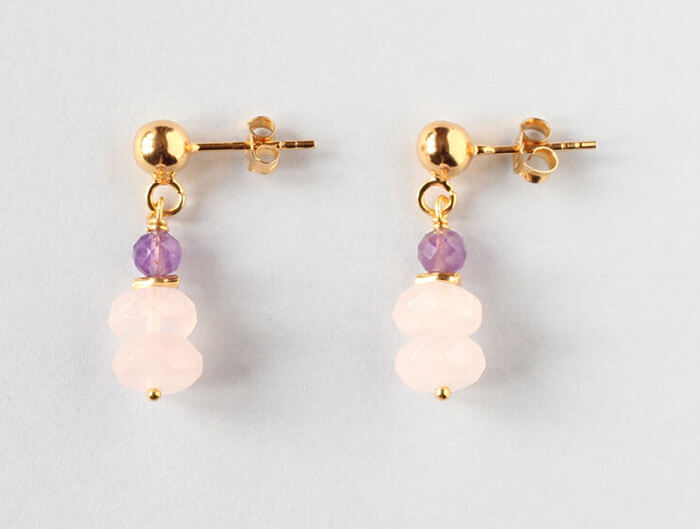 rose quartz amethyst studs