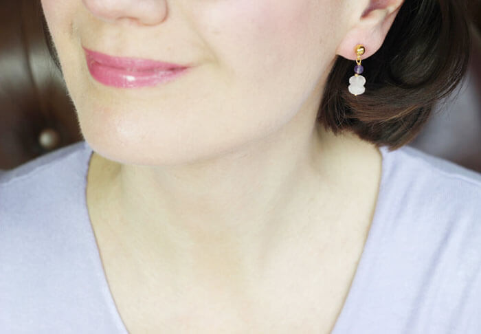 rose quartz amethyst studs styled