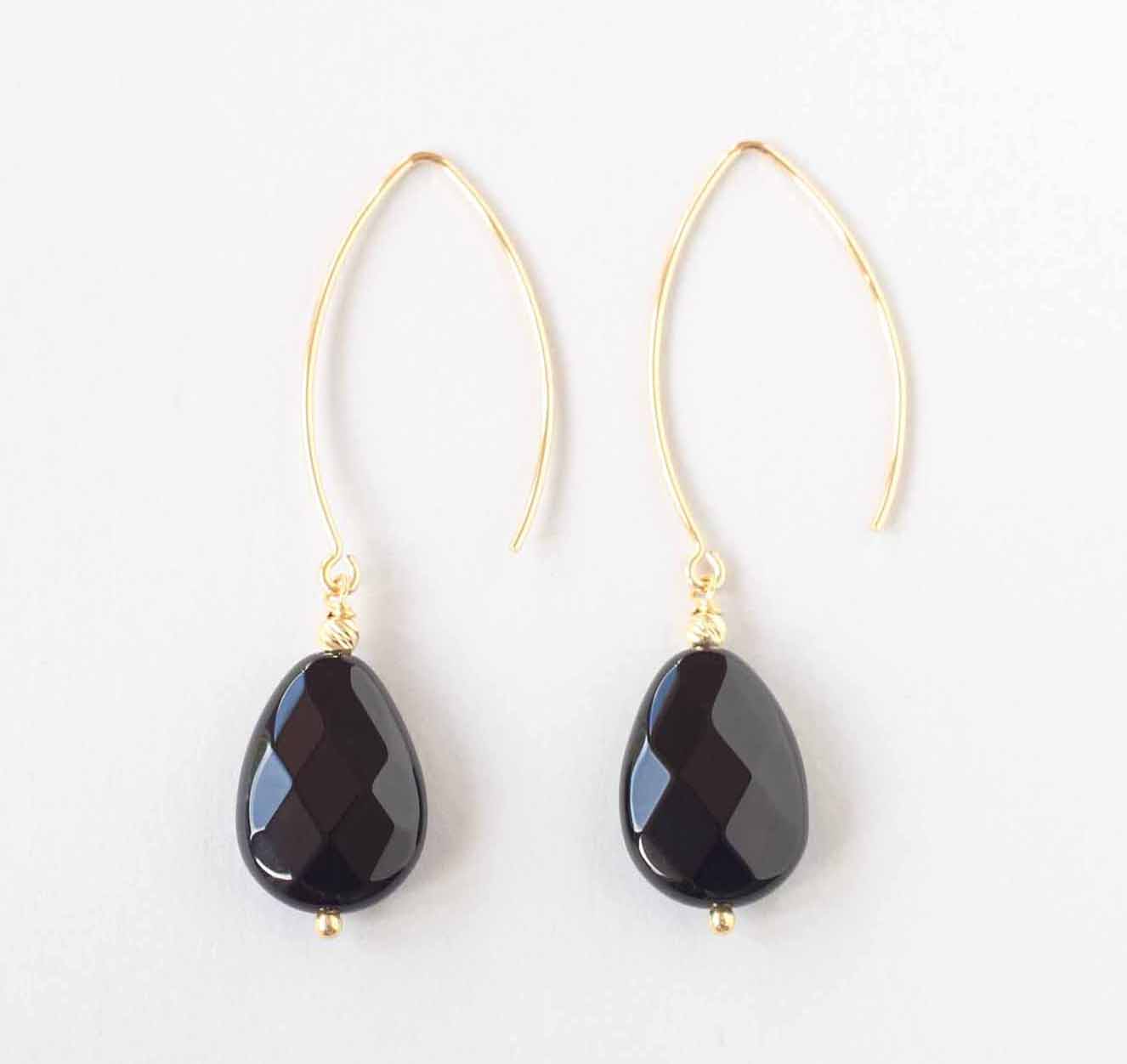 black onyx teardrop earrings ILgemstones new2