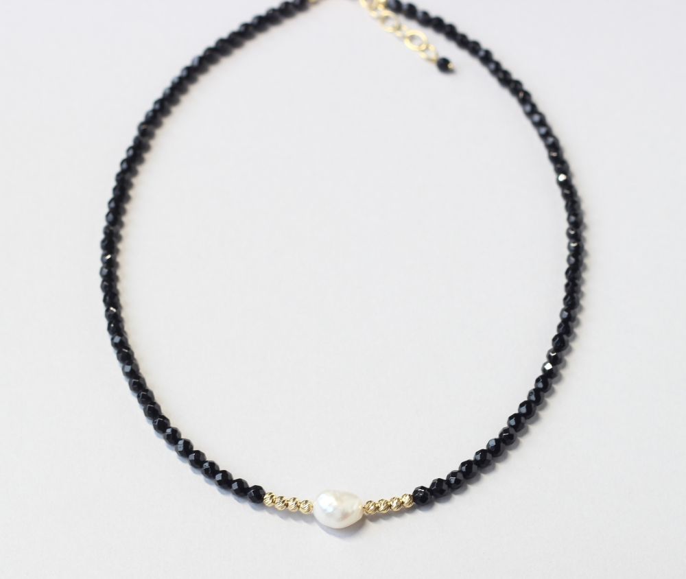 black onyx pearl necklace ILgemstones