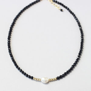 black onyx pearl necklace ILgemstones