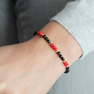 Black Onyx Red Coral Bracelet model