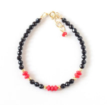 Black Onyx Red Coral Bracelet