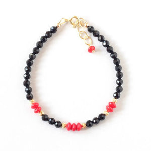 Black Onyx Red Coral Bracelet